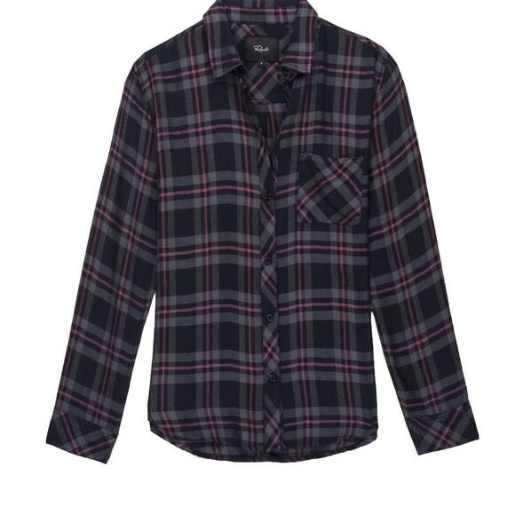 Rails hunter coal gray rose plaid button up Small - Picture 1 of 13